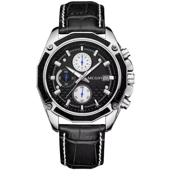 Montres à quartz MEGIR 2015G, montres en cuir véritable, montres de course pour hommes, montres pour