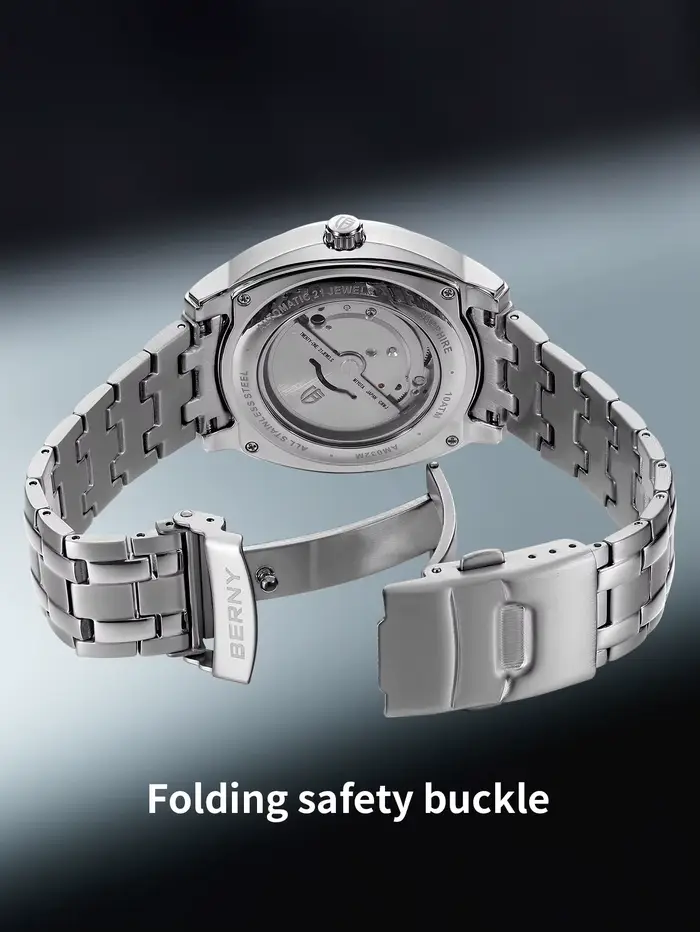 BERNY automatique hommes montre souper lumineux saphir acier inoxydable 100M étanche affaires décontracté mécanique