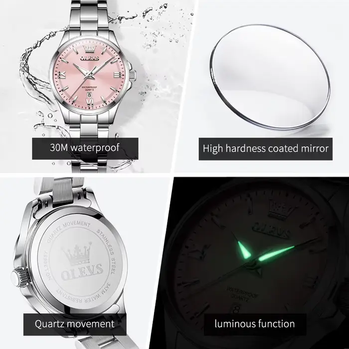 OLEVS marque originale montre à Quartz femmes mode montres élégantes de haute qualité bracelet en acier inoxydable montre-bracelet pour dames cadeau
