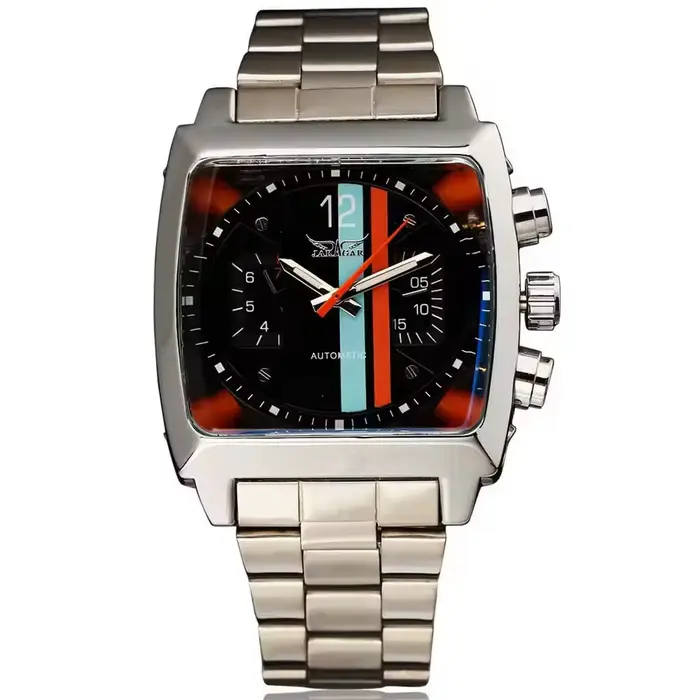 JARAGAR 569 montre mécanique automatique pour hommes de mode créative rétro carré calendrier semaine