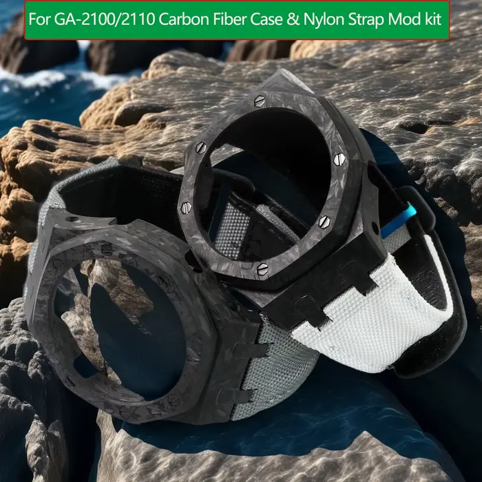 Kit de modification de boîtier en fibre de carbone et bracelet de montre en nylon pour Casio G-SHOCK GA-2100 GA-2110 B2100 GM-2100 GBM-2100 occasions spéciales hommes