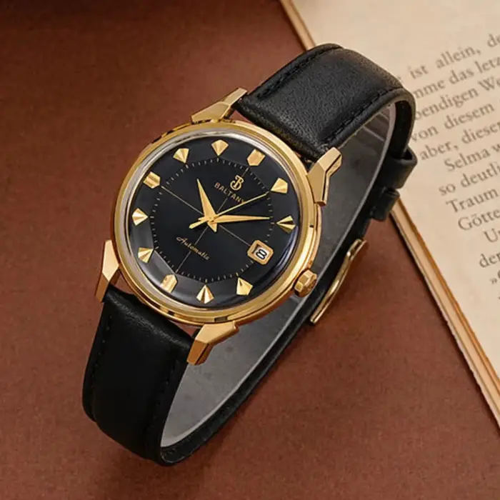 Montre automatique Baltany pour homme, édition limitée avec mouvement Miyota 9015, résistance à l'eau 50m, bracelet en cuir et boîtier en acier inoxydable