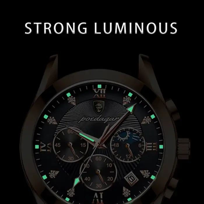 POEDAGAR hommes montre nouvelle marque de luxe étanche lumineux Sport montre-bracelet Quartz militaire en cuir véritable Relogio Masculino
