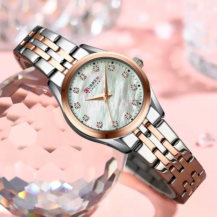 CURREN Montre de mode de luxe pour femme – Élégante acier inoxydable rose doré