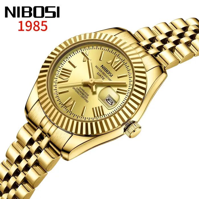 NIBOSI-Montre à quartz pour femme, étanche, classique, marque de luxe, bracelet en acier inoxydable