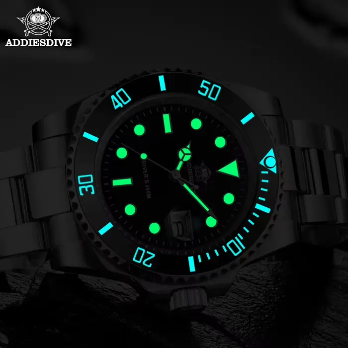 ADDIESDIVE 41mm montre à Quartz pour hommes montre-bracelet en verre bombé lunette en céramique étanche 200m montres en acier inoxydable Super lumineuses
