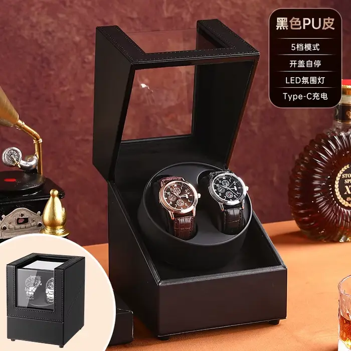 Remontoir de montre double pour montres automatiques, boîte en cuir à 2 emplacements, remontoir de m