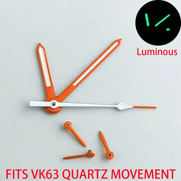Aiguilles de montre à quartz VK63 VK63A avec éclat vert lumineux pour mouvements à quartz VK63 VK63A occasions spéciales