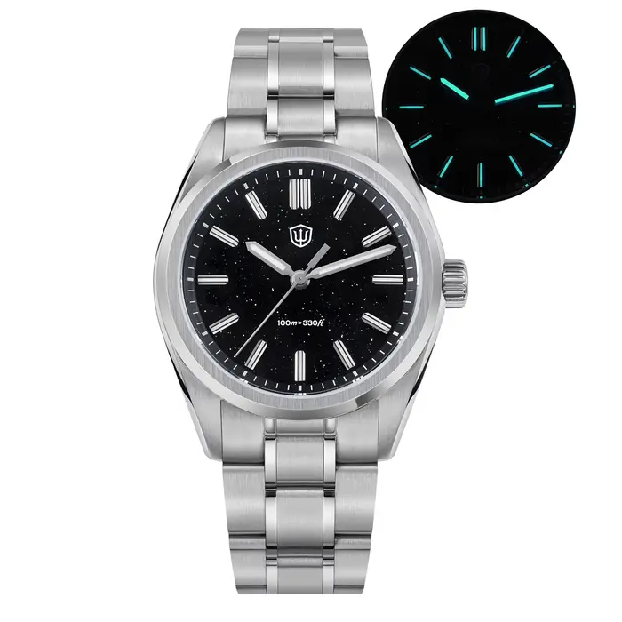 Montre en acier inoxydable avec cadran Aventurine VH31 pour homme, résistante à l'eau jusqu'à 100m, mouvement Quartz VH31, bracelet lumineux, occasions spéciales et quotidiennes