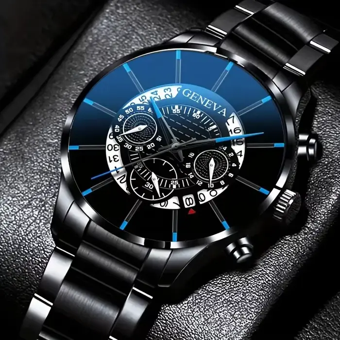 Montre RUNERR à Quartz avec Bracelet en Acier Inoxydable pour Homme Occasions Spéciales Elégante Fonction Calendrier