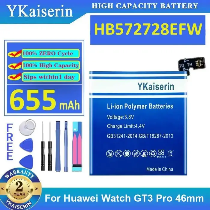 Batterie de montre haute performance HB532729ECW HB572728EFW HB522025EFW 450-1000mAh pour Huawei Wat