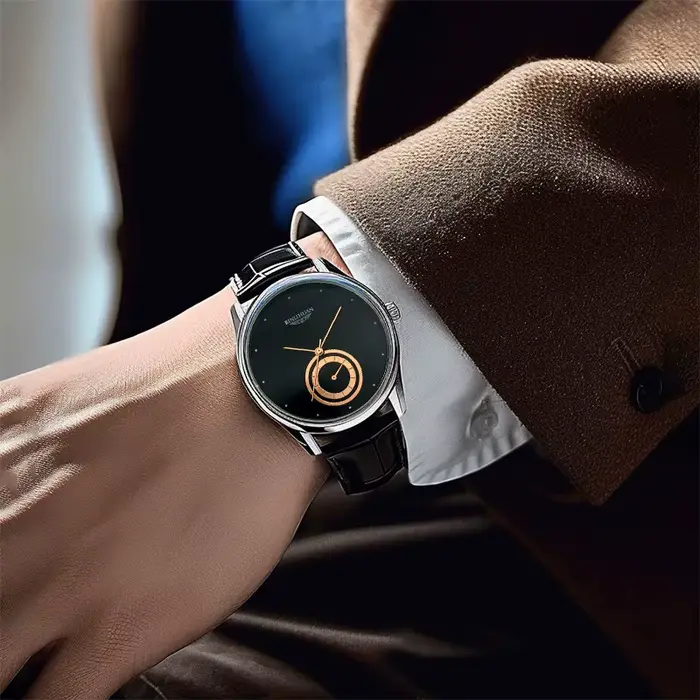 Montre à quartz homme élégante décontractée avec bracelet en cuir pour occasions spéciales et quotidienne