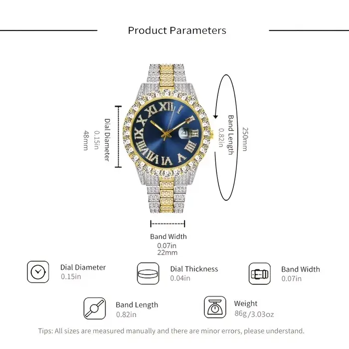Montre-bracelet de luxe à Quartz en acier doré pour hommes