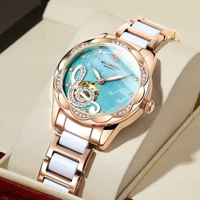 ORKHR-Montre-bracelet mécanique pour femme, montre-bracelet pour femme, modules de note de musique e