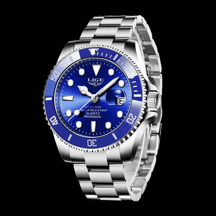 Montre de plongée de luxe de marque haut de gamme LIGE pour hommes, étanche 30 ATM, avec date, montr