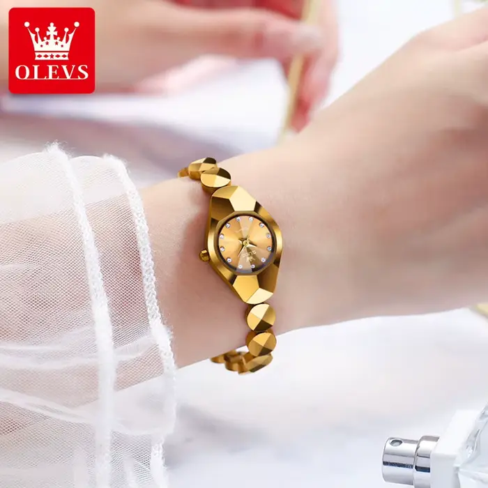 OLEVS 7007 montre à Quartz originale pour femmes miroir rhombique étanche dames montre-bracelet bracelet en acier