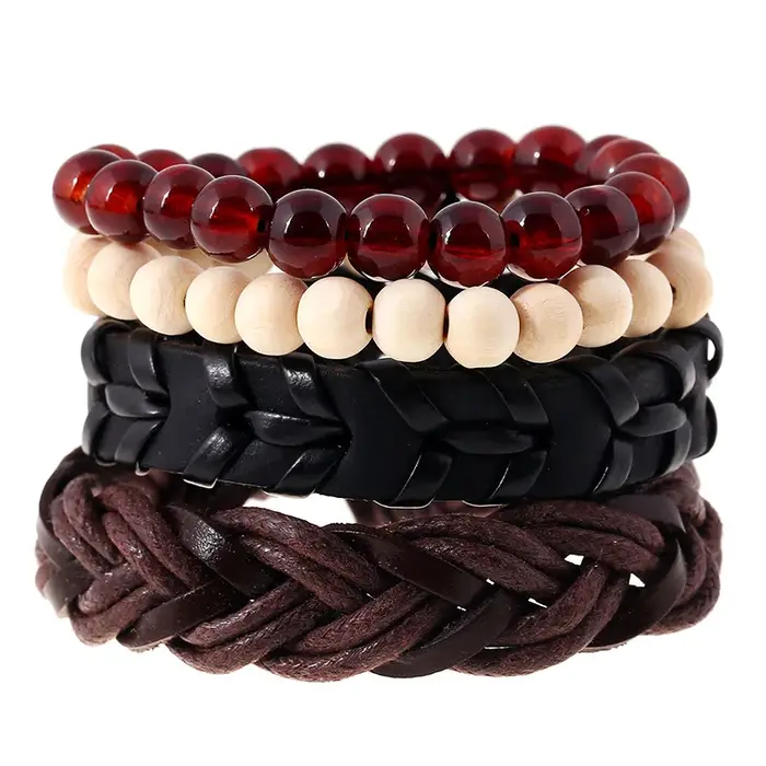 Bracelet en cuir tissé à la main pour hommes