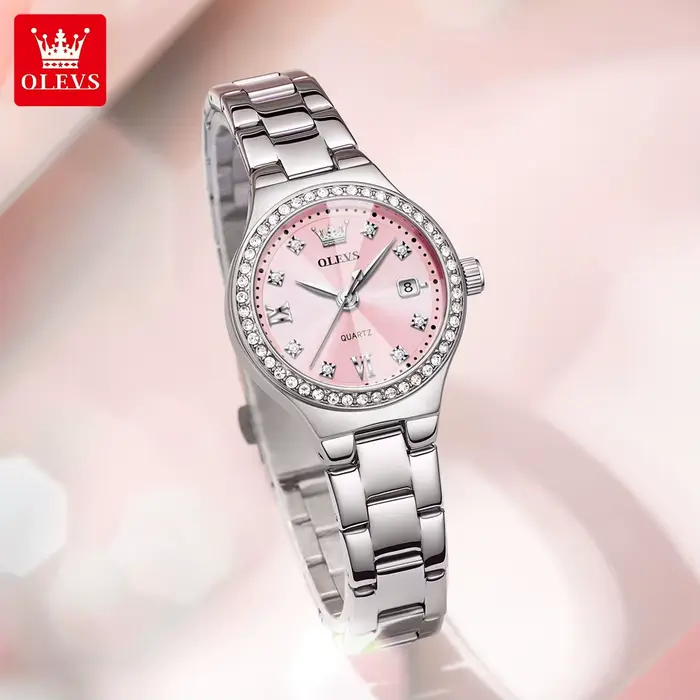 Nouvelle montre à Quartz 5628 pour femmes, bracelet en acier, lunette en Zircon, date automatique, résistante à l'eau, miroir en losange, élégante pour occasions spéciales