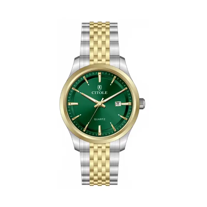 Montre pour homme avec cadran doré de 42 mm, mouvement à quartz TMI PC32, calendrier, bracelet en acier inoxydable, montres de luxe haut de gamme, cadeau pour homme 2026