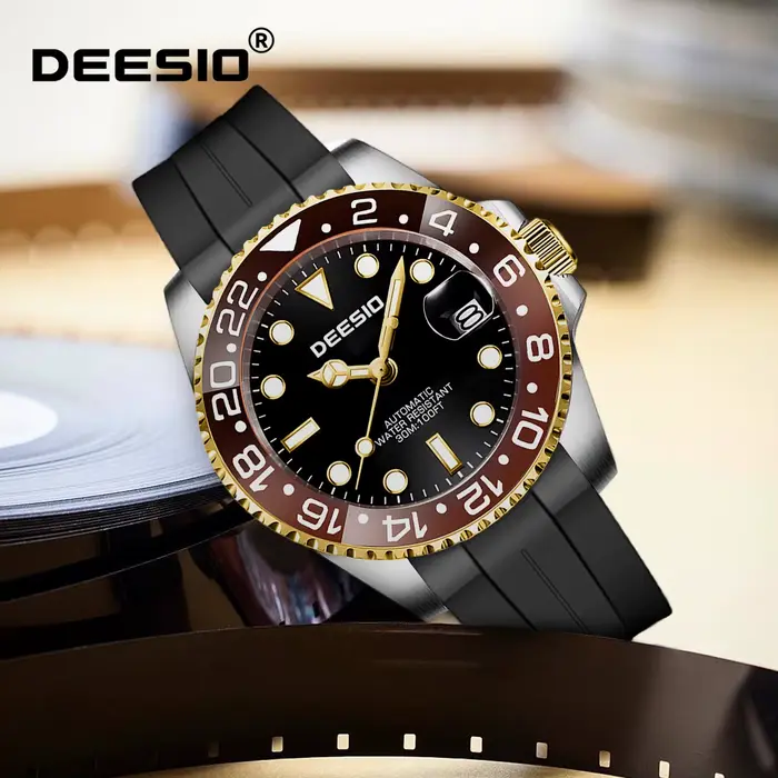 Deesio montre mécanique automatique pour hommes en acier inoxydable 316L affichage de la Date décontracté étanche