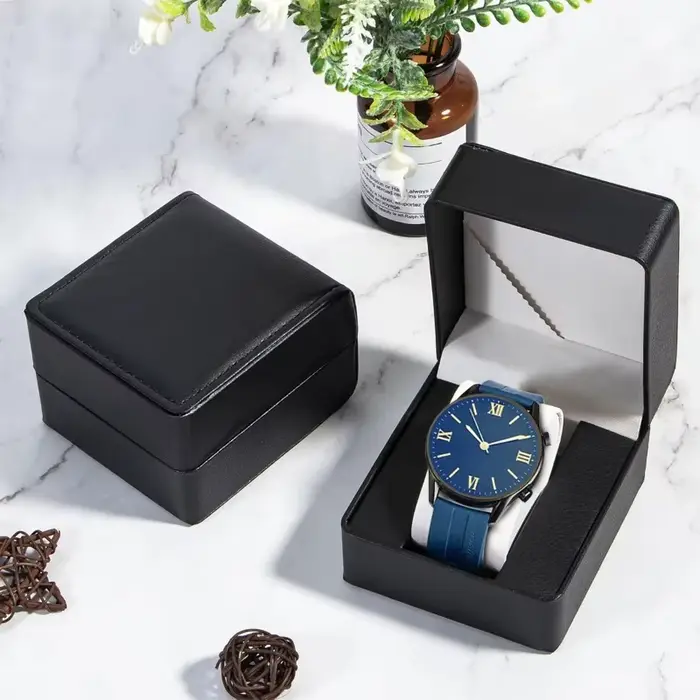 Boîte de rangement pour montres en simili cuir élégante pour protection et présentation à domicile ou en centre commercial pour homme et femme