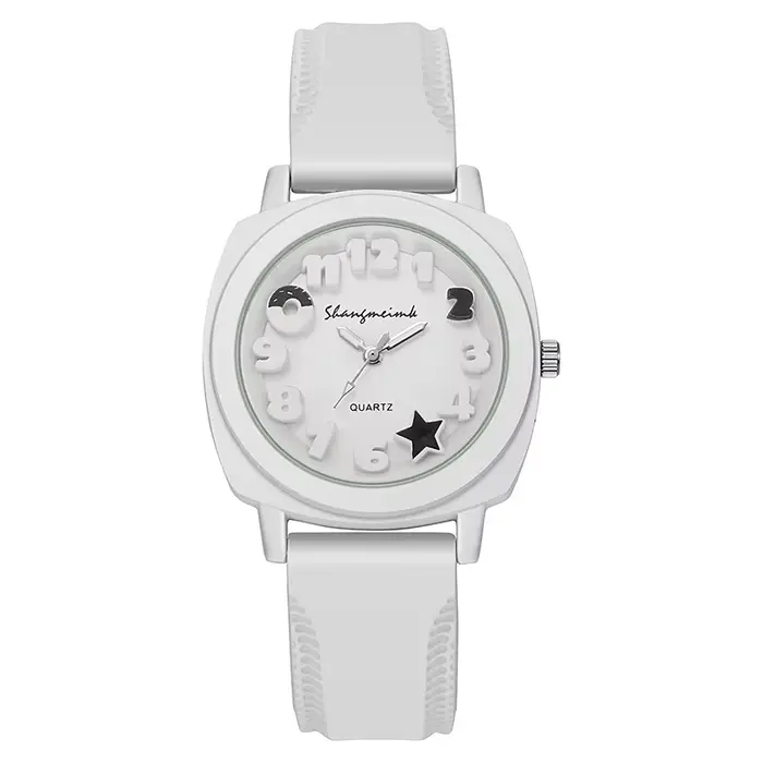 Montre élégante et décontractée carrée simple couleur bonbon pour femme occasions spéciales quartz mouvement silicone bracelet style casual