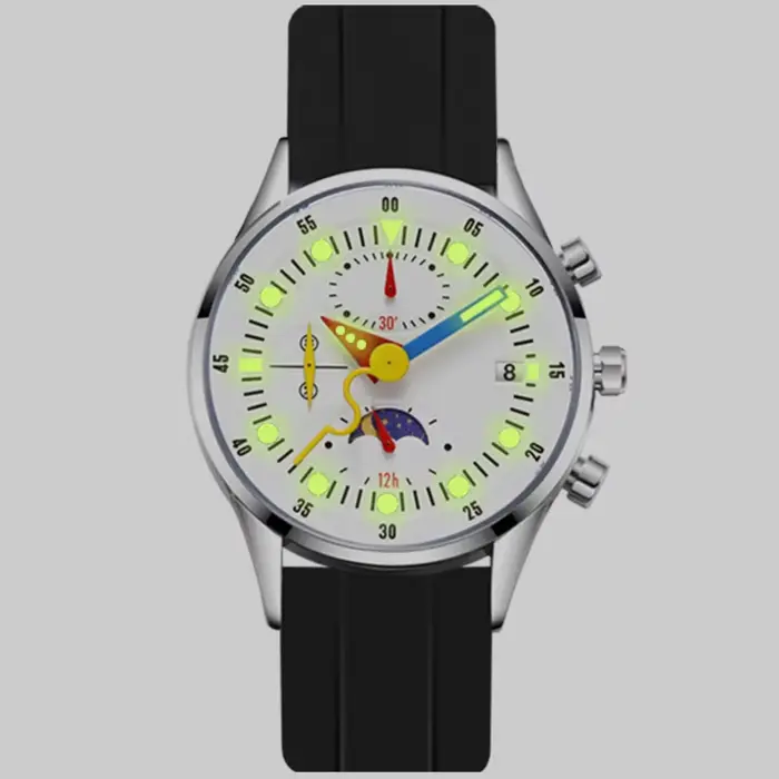 Montre multifonctionnelle homme phases de lune lumineuses design pointeurs unique et intéressant création calendrier étudiant horloge originale