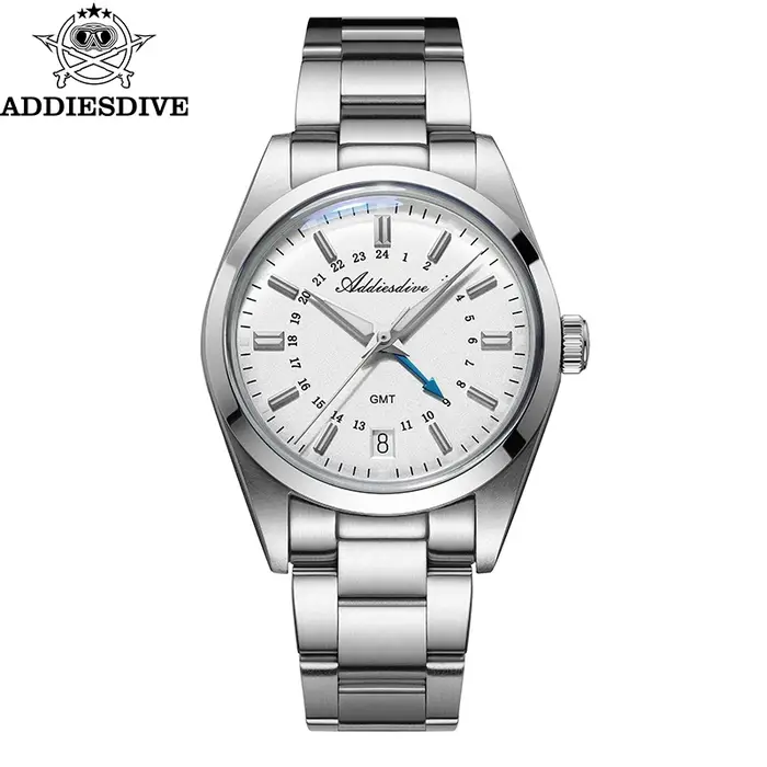 Montre ADDIESDIVE Quartz 36mm GMT Luminous Acier Inoxydable Pour Hommes Occasions Spéciales