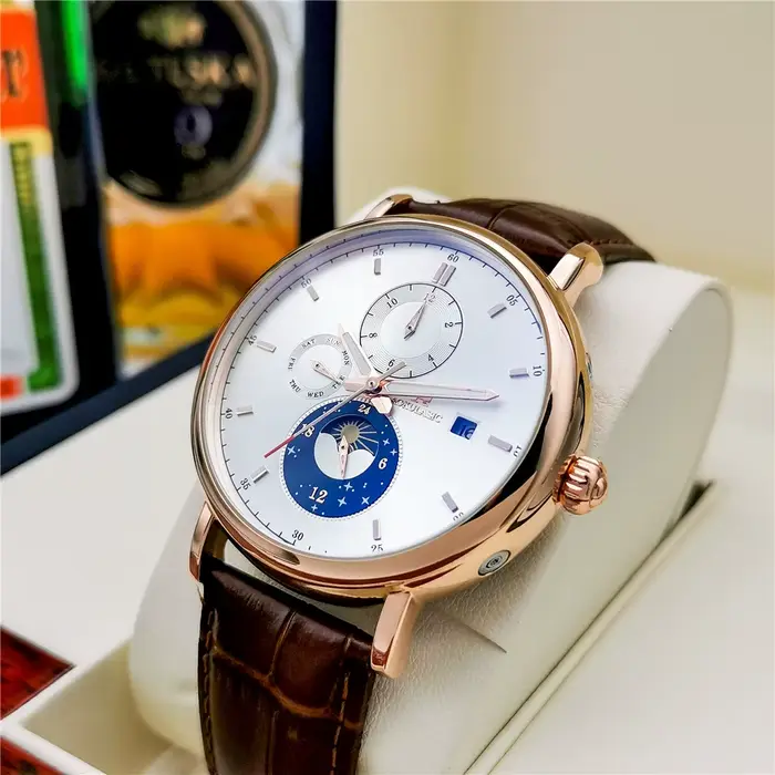 Montre automatique à remontage automatique pour homme, en acier inoxydable, nouvelle, six aiguilles,