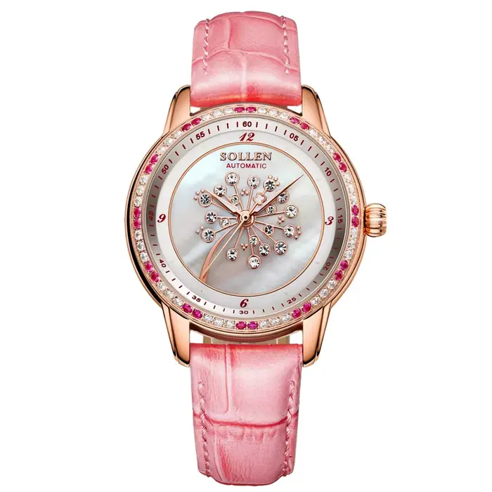 SOLLEN SL408 montre mécanique automatique pour femme de luxe marque suisse saphir cristal étanche di