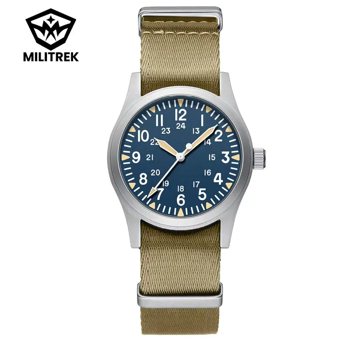 MILITREK 2025 hommes 100M montre étanche verre saphir mouvement à Quartz 37mm militaire lumineux acier inoxydable bleu Reloj Hombre