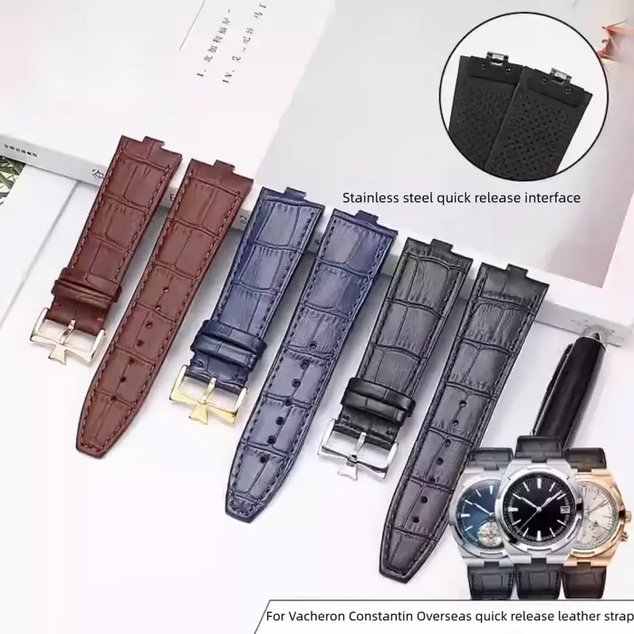 Bracelet de montre en cuir véritable à dégagement rapide