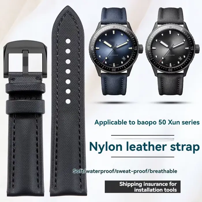 Bracelet de montre en nylon vert Aurora pour Blancpain Fifty Fathoms 50 Finds 5000 5100 5015 5200