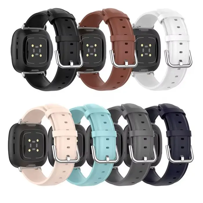 Bracelet de montre en cuir véritable pour Fitbit Versa 2 3 4