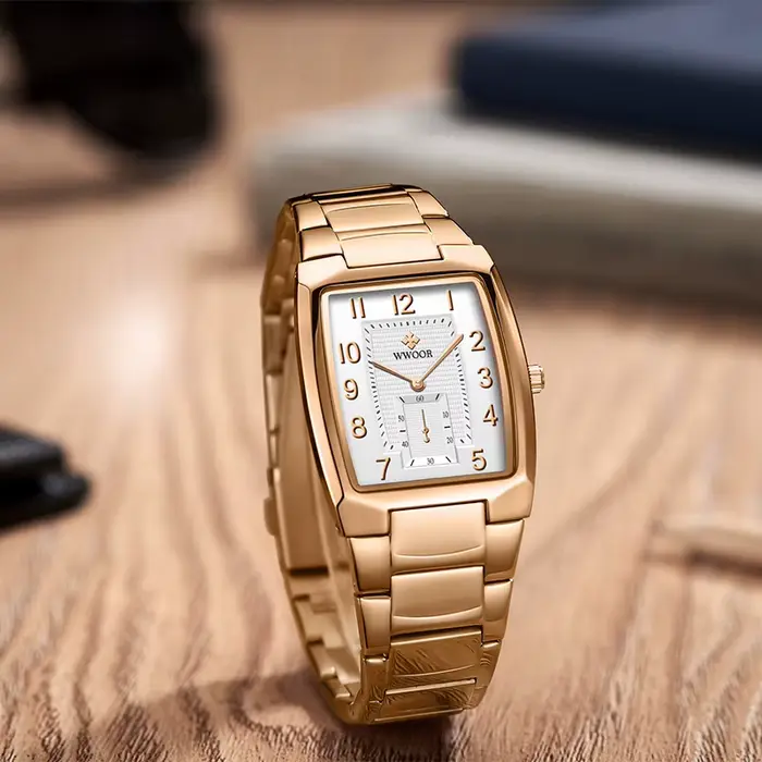 Montre de luxe carrée à quartz pour hommes