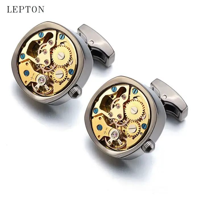 Boutons de manchette de mouvement de montre en or