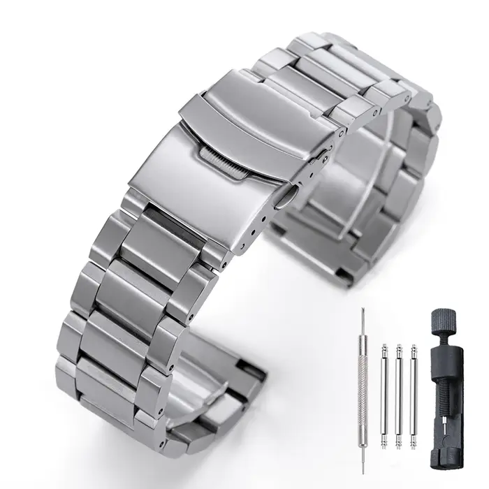 Bracelet noir argenté pour Seiko