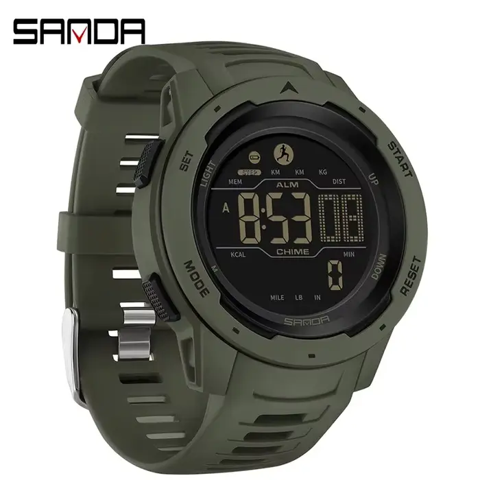 SANDA marque hommes montres sport podomètre Calories 50 M LED étanche montre numérique montre-bracelet militaire Relogio Masculino 2145