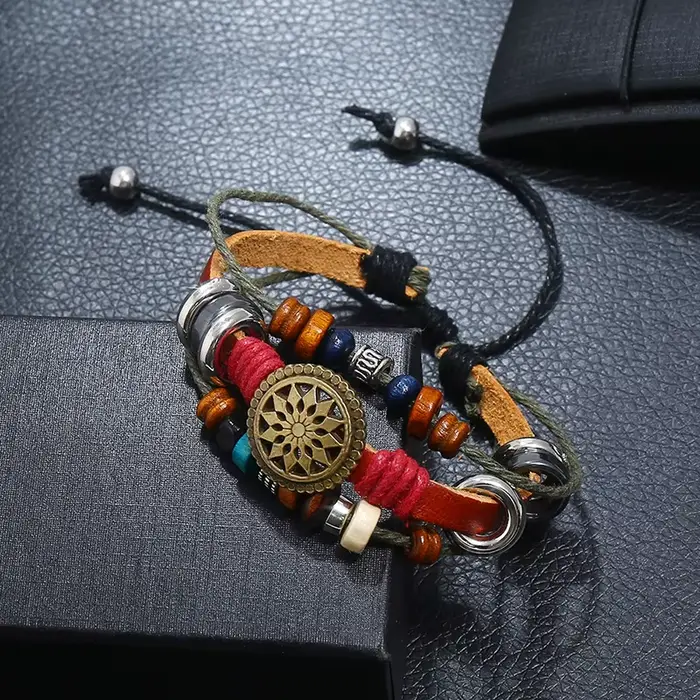 Bracelet Boho en cuir véritable