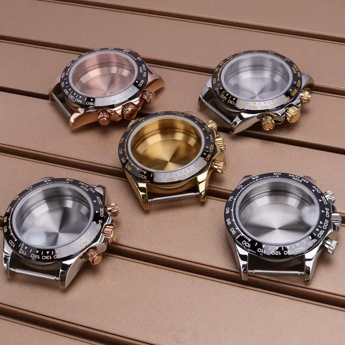 Boîtier de montre en or rose pour femmes, 39MM, verre saphir, compatible Seiko VK63 Movt, acier 316L, étanche, accessoires de haute qualité pour occasions spéciales