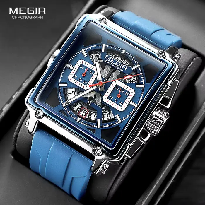 Montre à quartz bleu marine MEGIR pour homme