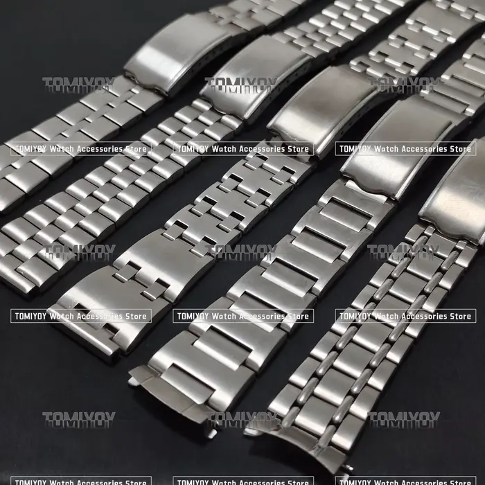 Vintage tout brosse argent acier inoxydable Bracelet de montre