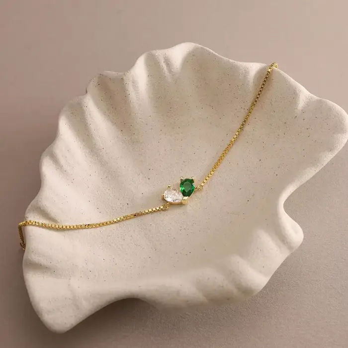 Bracelet personnalisé en pierre de naissance en forme de cœur