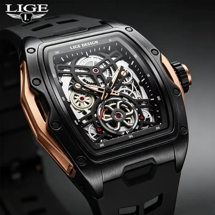 LIGE – montre automatique mécanique pour hommes