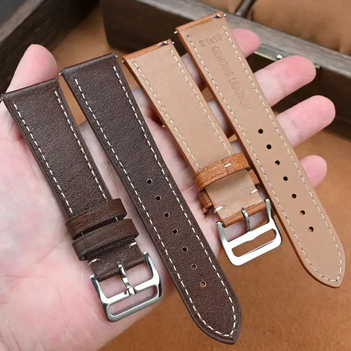 Bracelet de montre en cuir véritable 17mm 18mm 19mm 20mm 21mm 22mm
