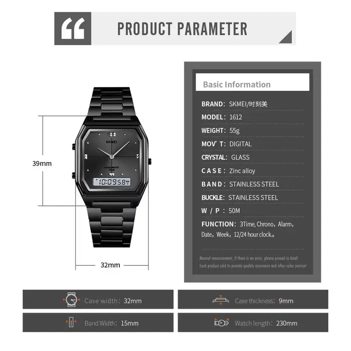 SKMEI mode Sport 3 temps Chrono numérique montre-bracelet électronique pour hommes femmes Double affichage étanche