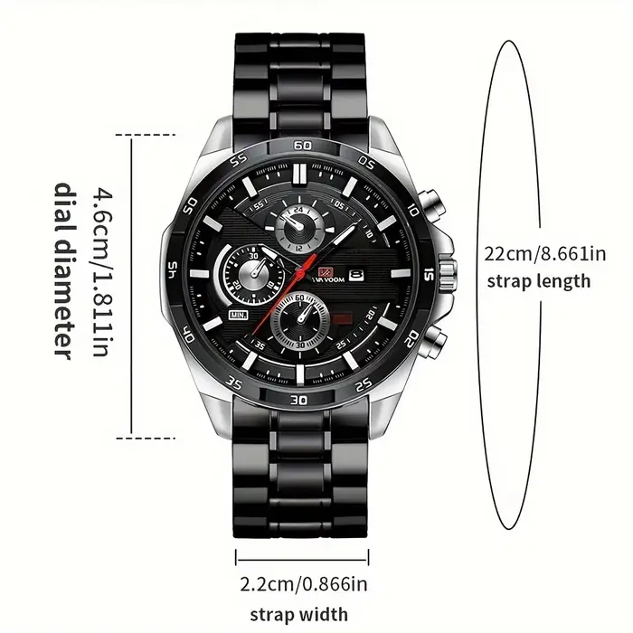 VA VA VOOM-Montre à quartz en acier inoxydable pour homme