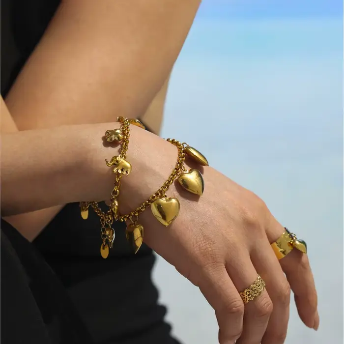 Bracelet chaîne en acier inoxydable plaqué or 18 carats