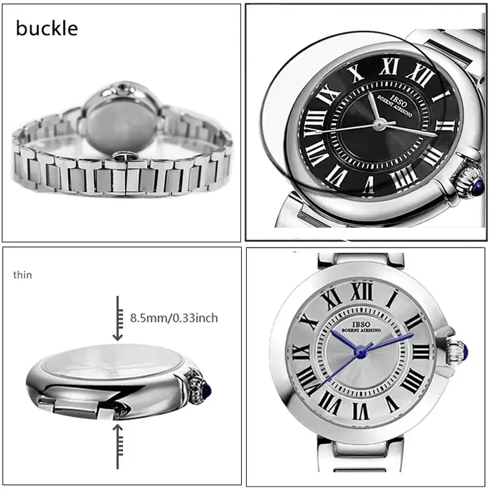 Montres-bracelets étanches en acier inoxydable rose pour femmes