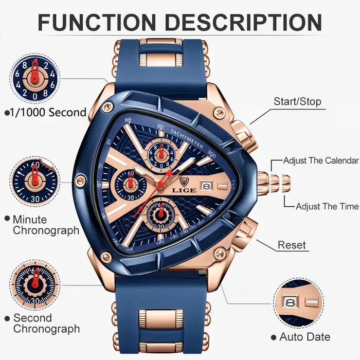 Montre-bracelet à quartz étanche pour homme
